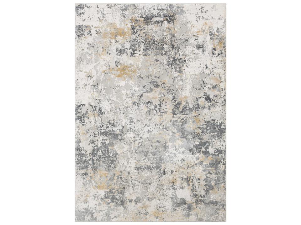 Aisha Abstract Area Rug in Charcoal and Mustard