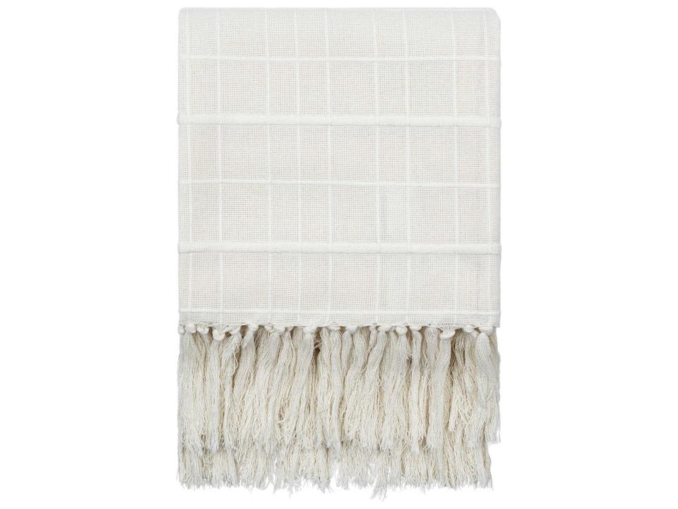 Becki Owens Prolo Cotton Throw Blanket in Cream with Fringe