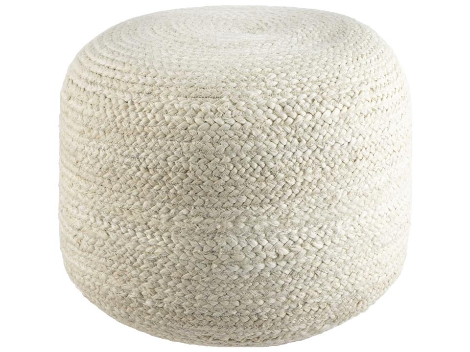 Budapest Ivory Cream Woven Jute Pouf