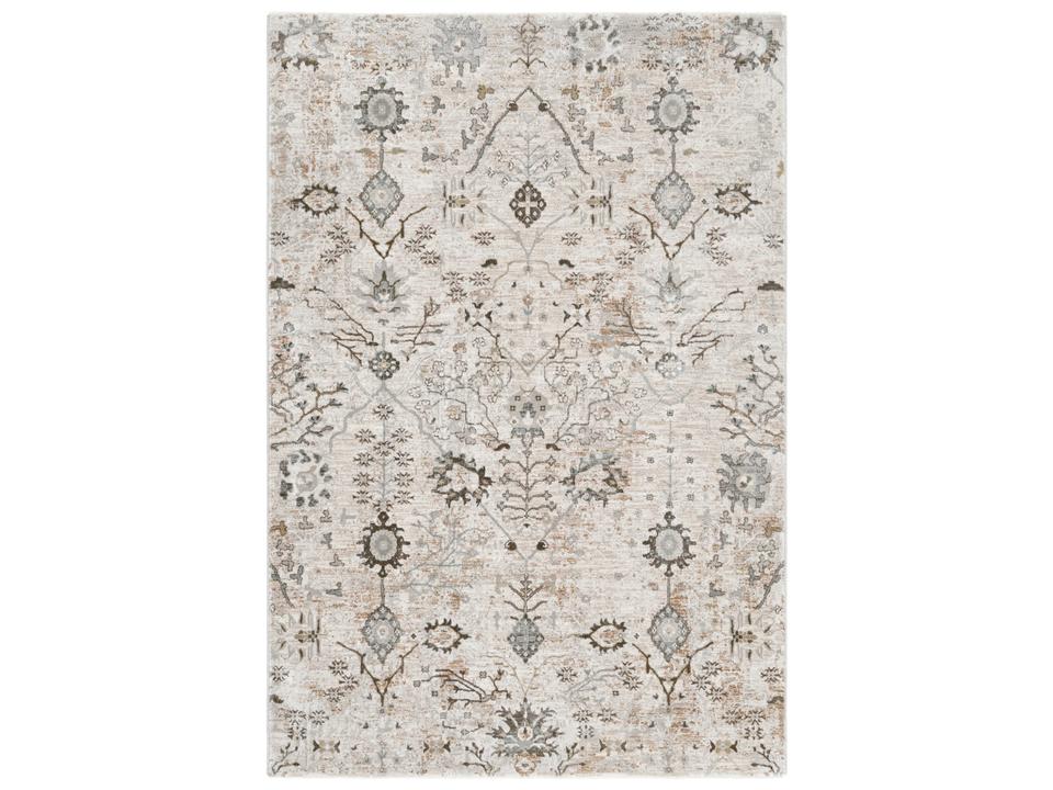 Brunswick Floral Pattern Area Rug in Ivory and Beige