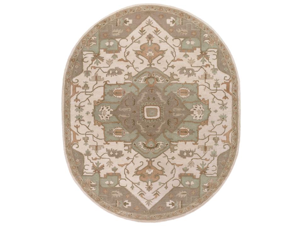 Caesar Oriental Area Rug in Khaki Medium Gray Light Gray