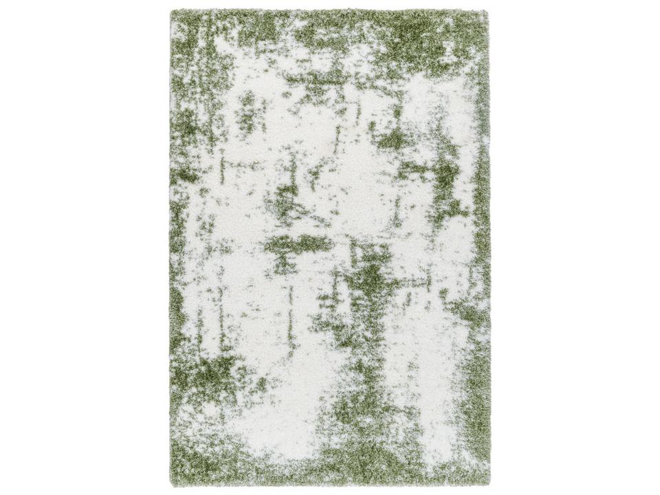 Cloudy Shag Abstract Area Rug in Off-White and Grass Green