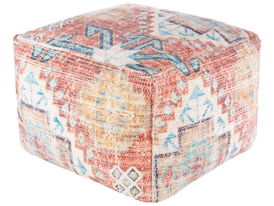 Devonshire Blue Upholstered Pouf Ottoman