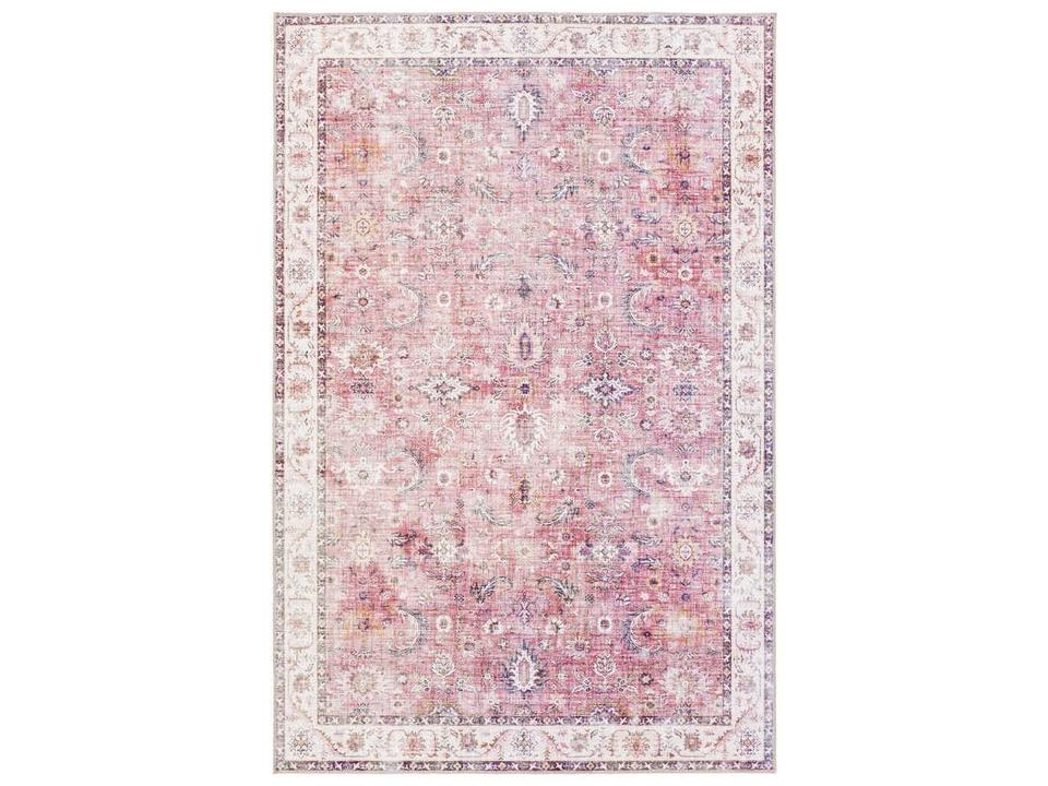 Iris Bordered Runner Area Rug with Traditional Geometric Pattern