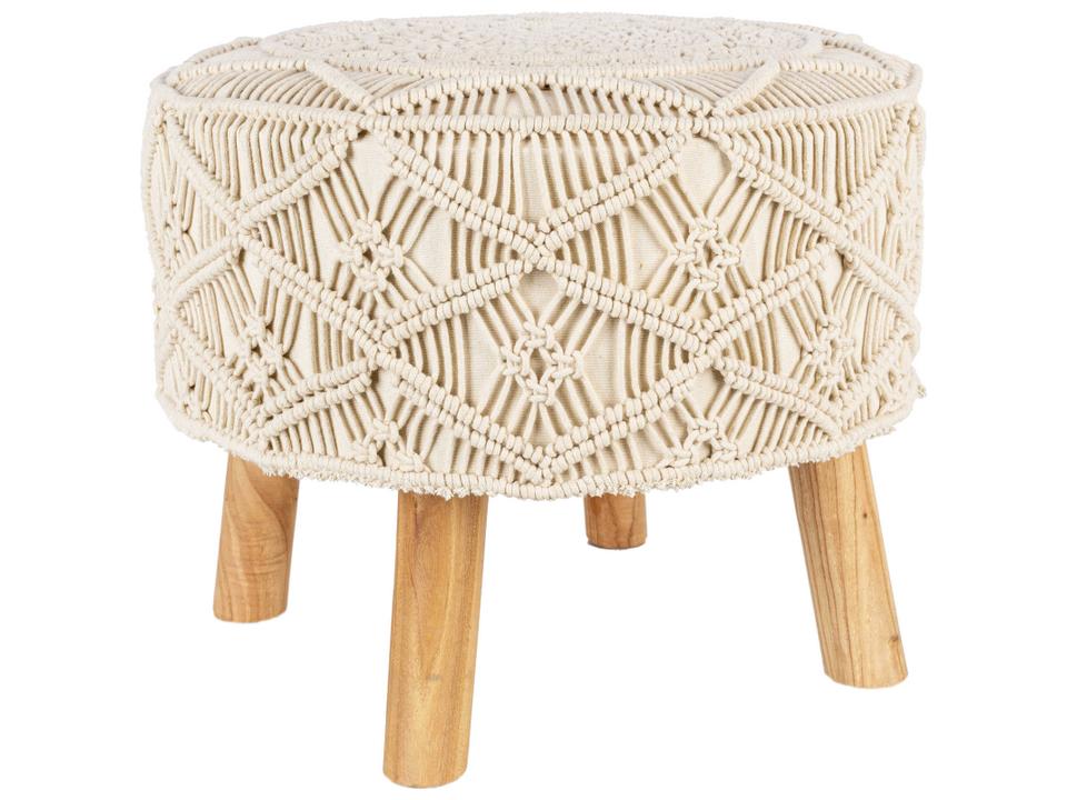 Blissful Beige Brown Upholstered Accent Stool