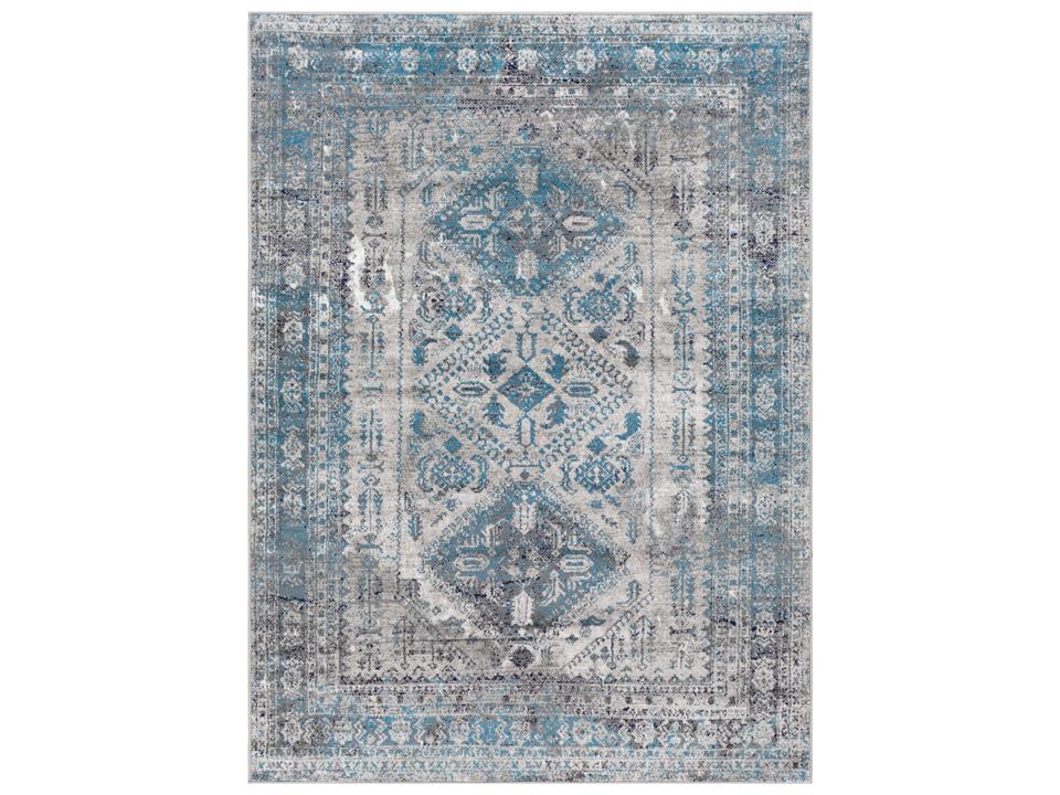 Monte Carlo Bordered Area Rug in Light Gray and Charcoal