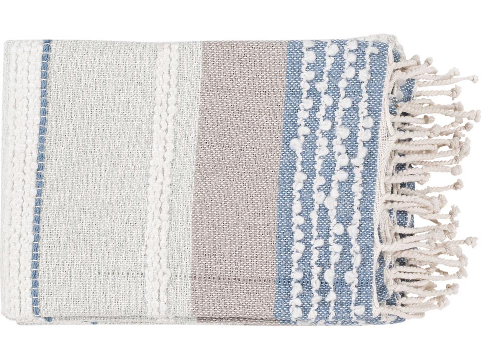 Manteo Hand Woven Cotton Blend Throw Blanket with Fringe