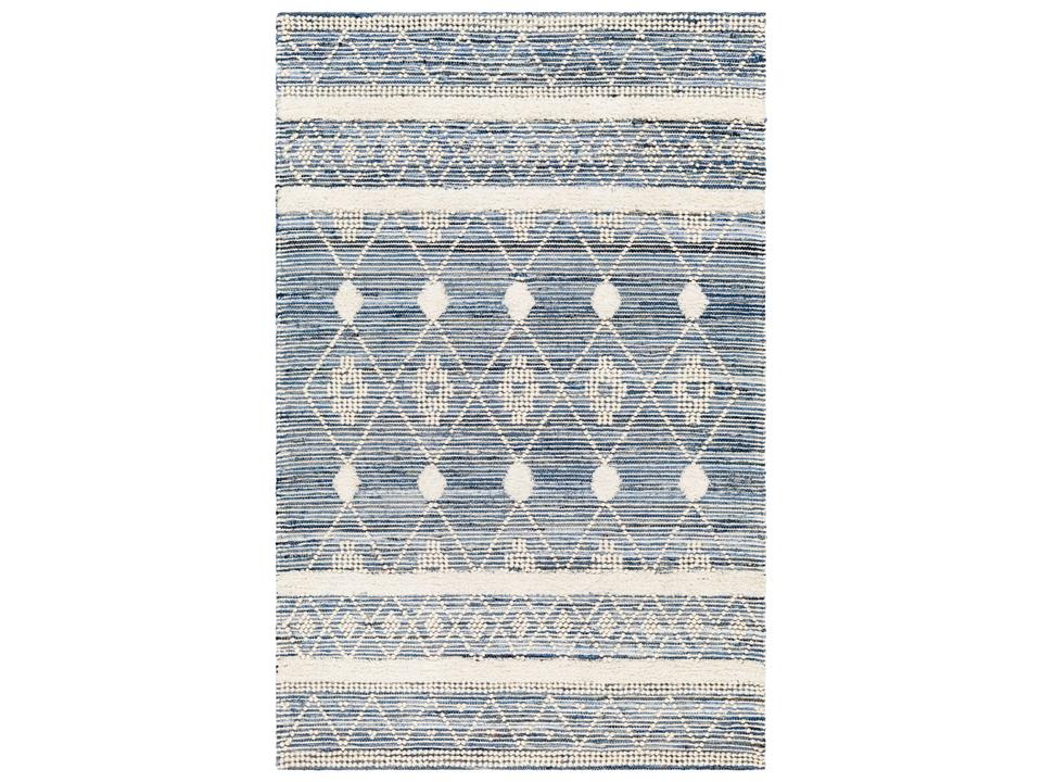 Nadine Moroccan Handwoven Area Rug in Ivory and Blue