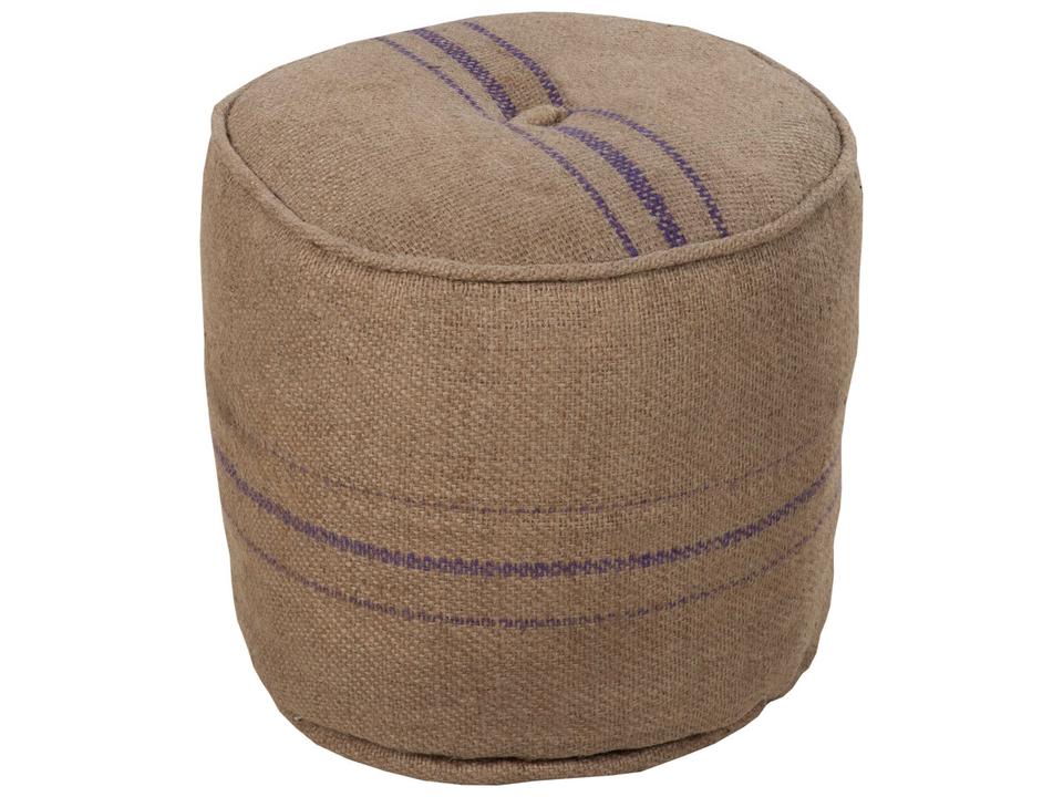Burlap Tan Purple Aqua Blue Upholstered Pouf Ottoman