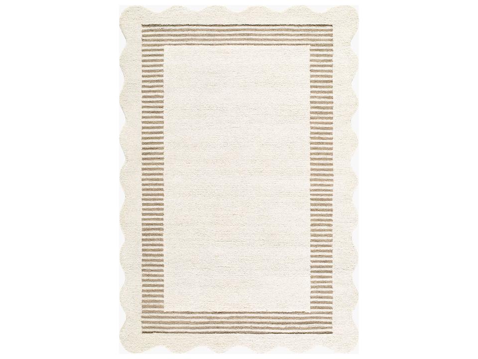 Scalloped Bordered Runner Area Rug