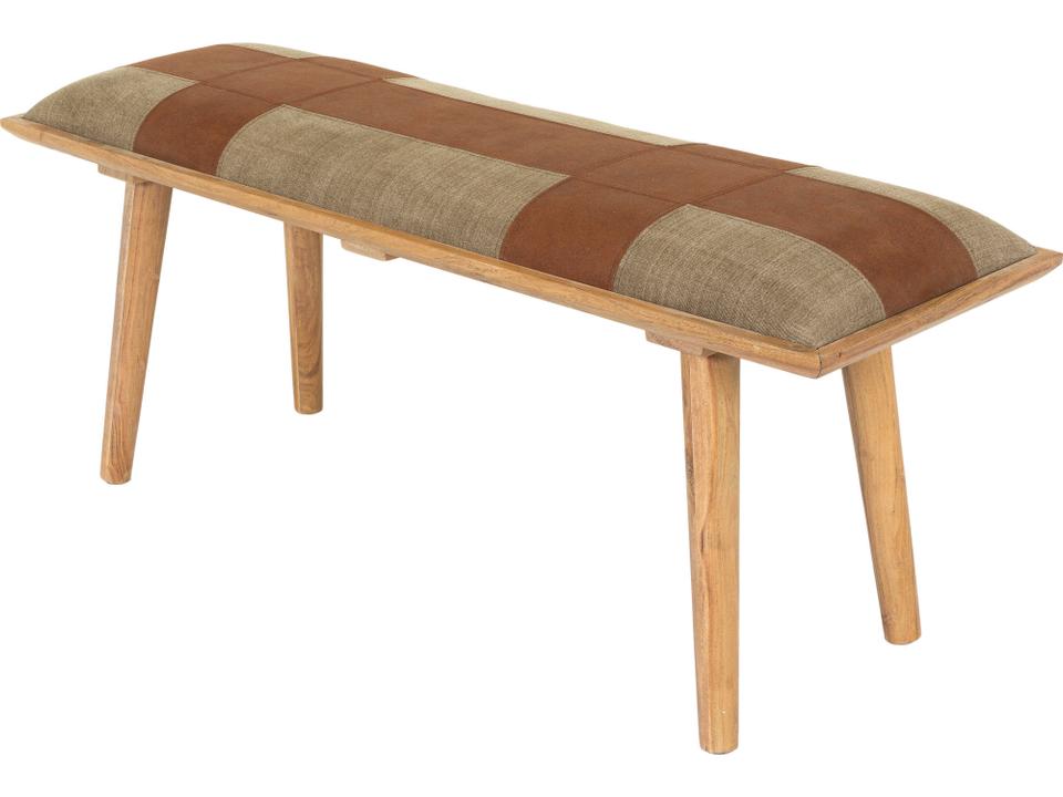 Sacsha Light Beige Brown Faux Leather Accent Bench