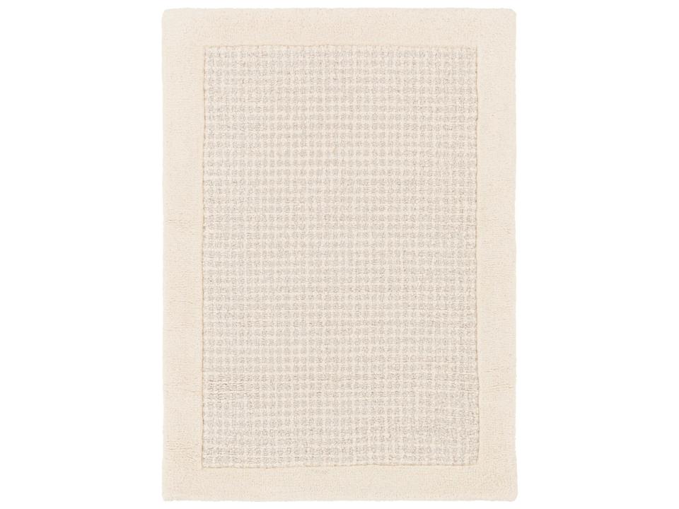 Siena Bordered Hand-Tufted Wool Area Rug in Cream and Light Gray