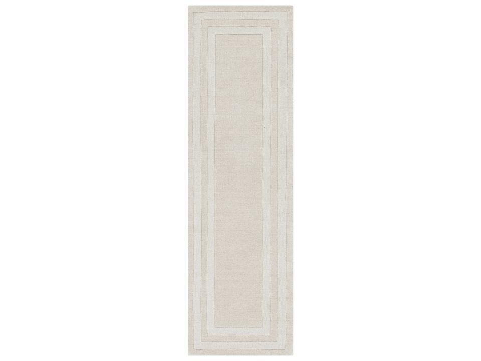 Sorrento Bordered Runner Area Rug in Beige and Taupe 2 ft 6 in x 8 ft