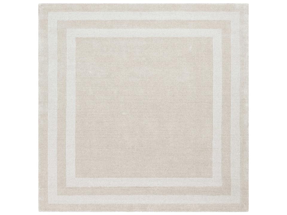 Sorrento 8x8 Square Bordered Area Rug in Ivory and Taupe