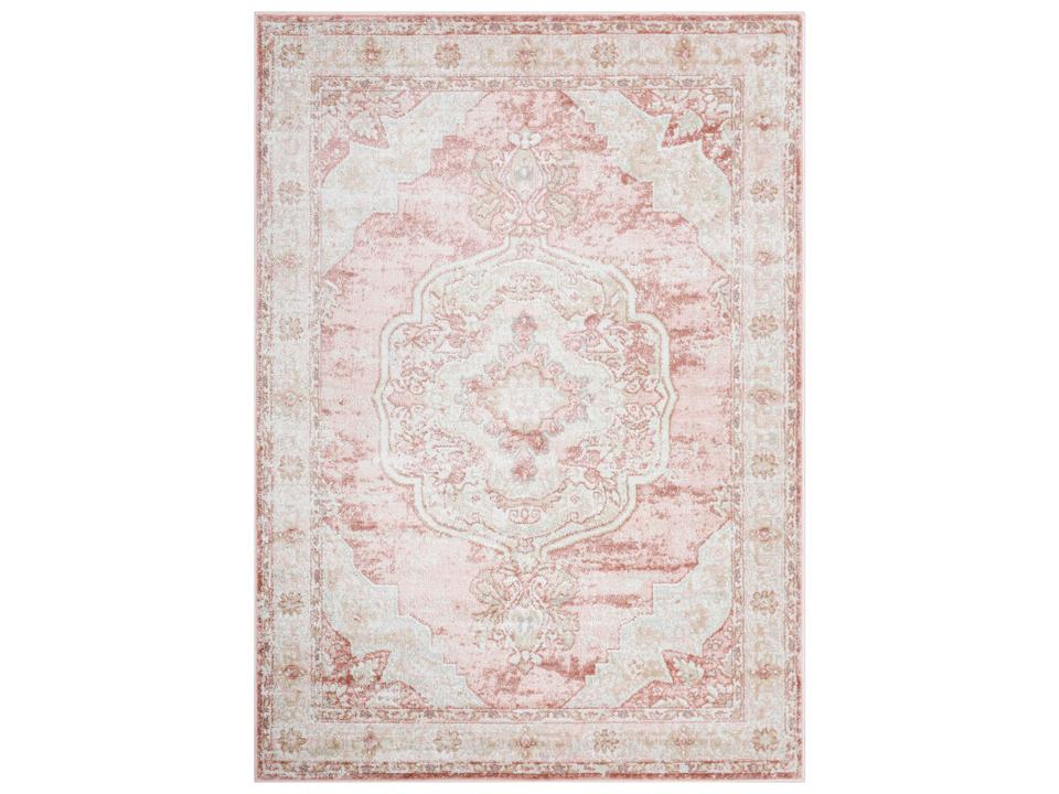 St Tropez Traditional Pattern Area Rug in Plum Pale Pink and Cream