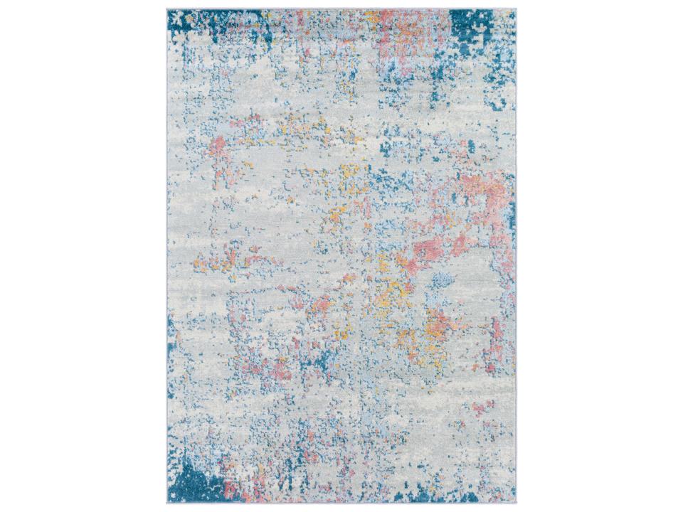 Sunderland Abstract Area Rug in Teal Dusty Coral and Gray