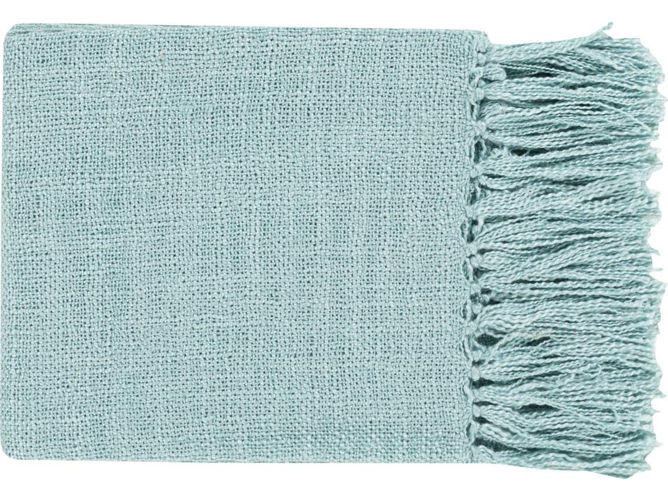 Tilda Modern Acrylic Woven Throw Blanket with Fringe in Aqua