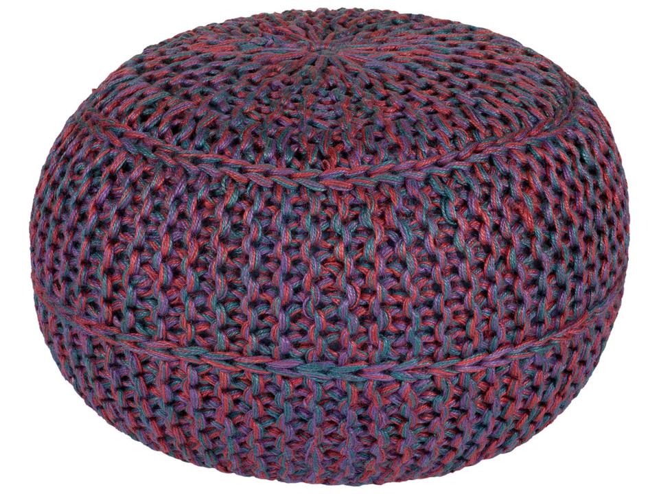 Wisteria Knitted Jute Ottoman Burgundy Plum Blue