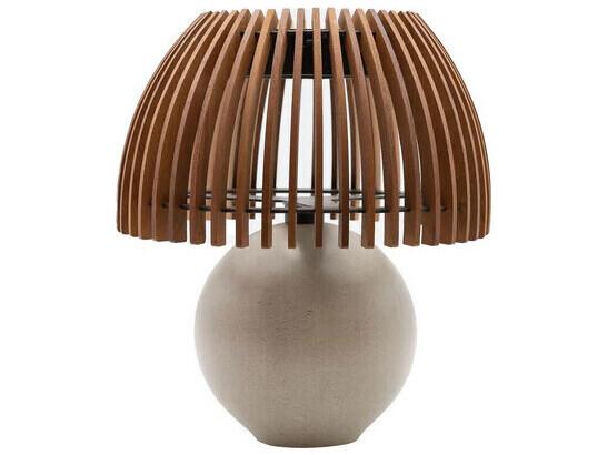 Alba Granite and Teak Outdoor Solar LED Table Lamp