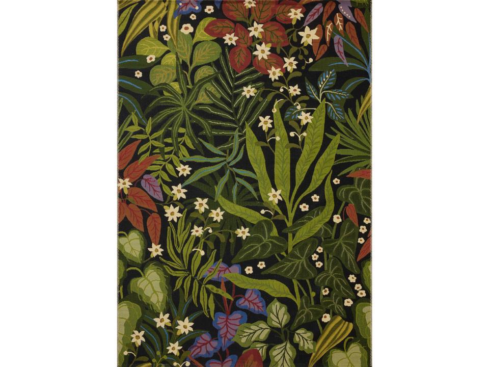 Botanical Floral Indoor Outdoor Area Rug with Onyx Multi Pattern