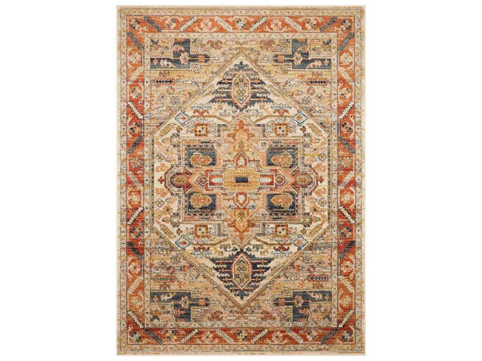 Jocelyn Bordered Transitional Runner Area Rug in Sand Multi