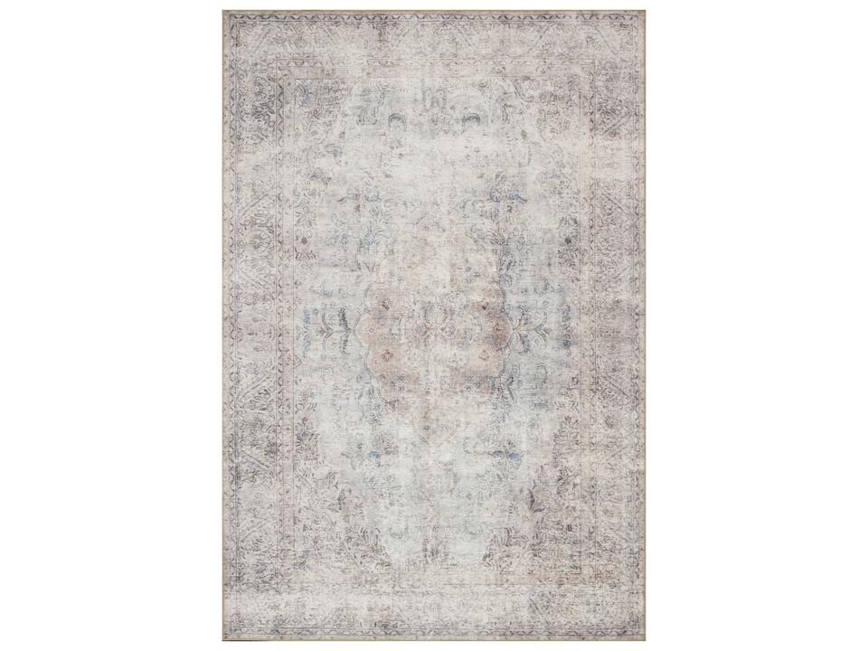 Loren Collection Area Rug Vintage Printed Silver Slate