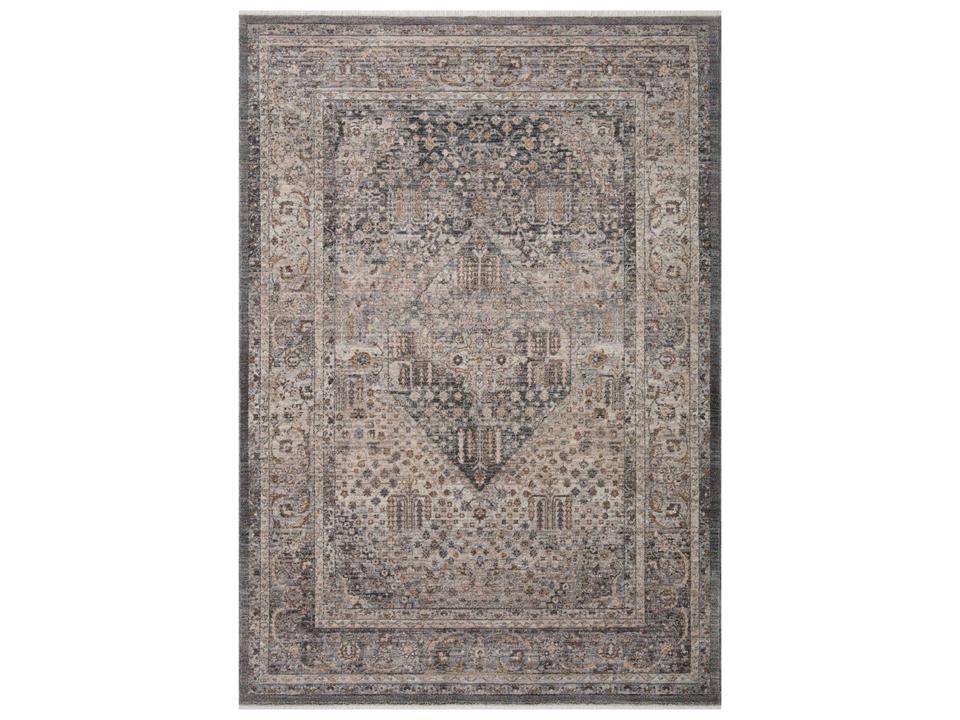 Lyra Denim Pebble Power-Loomed Area Rug with Watercolor Design
