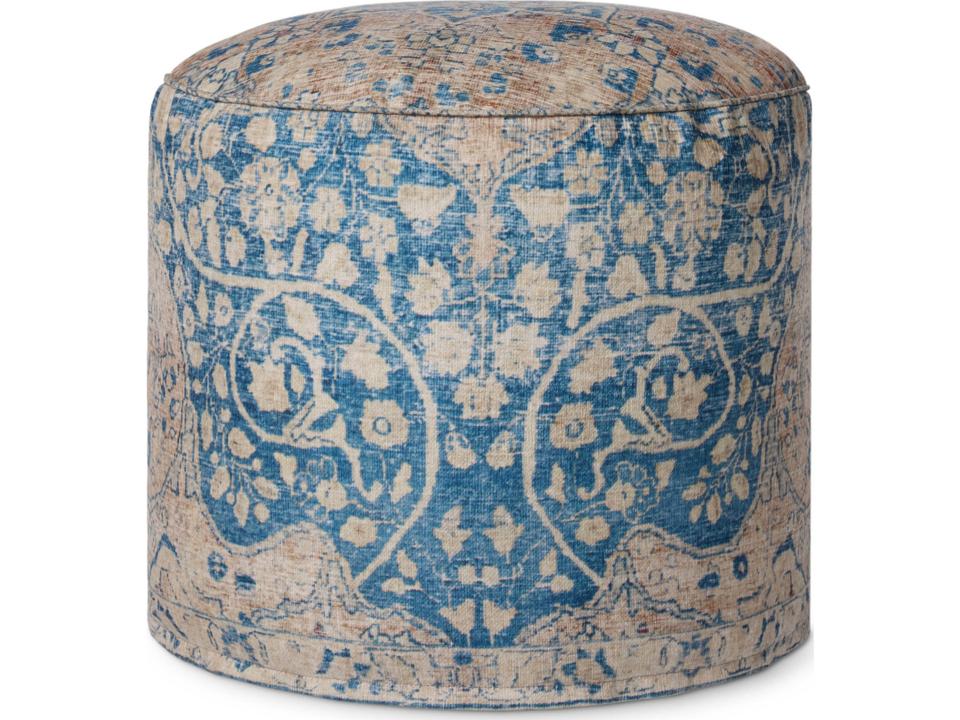 Blue Tangerine Orange Upholstered Ottoman