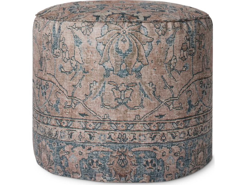 Taupe Tan Upholstered Round Pouf