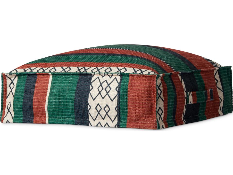 Fiesta Upholstered Pouf 24-Inch Square with Multi-Color Stripes