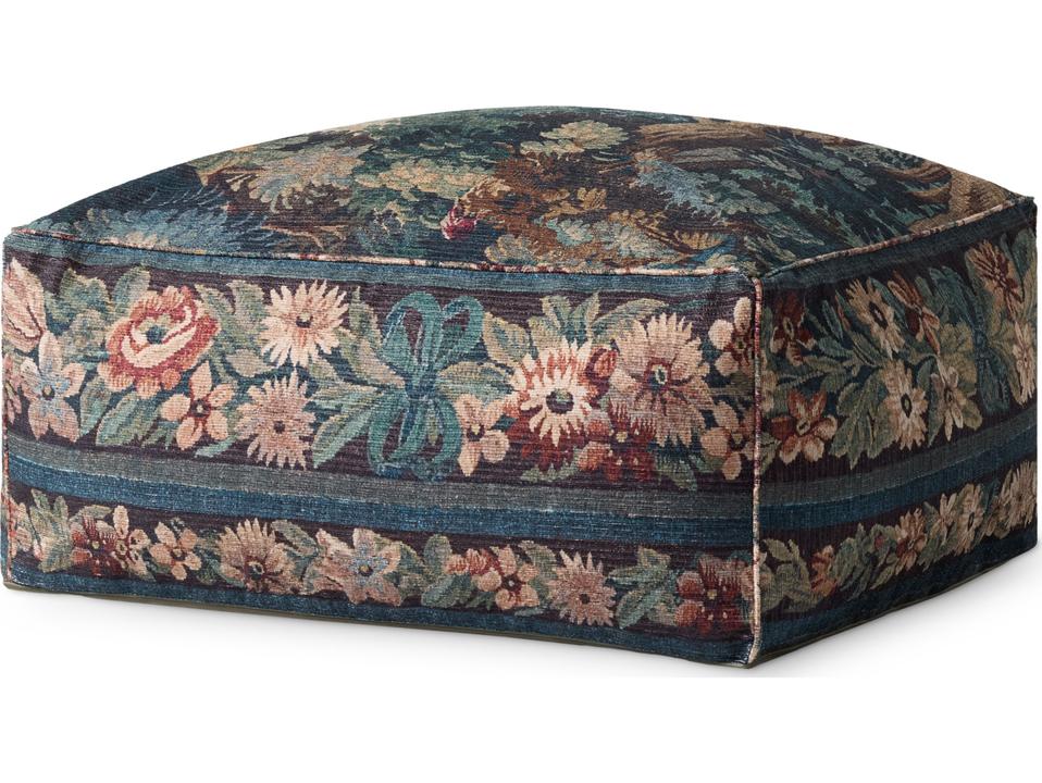 LPF0045 Blue Multi Upholstered Square Pouf