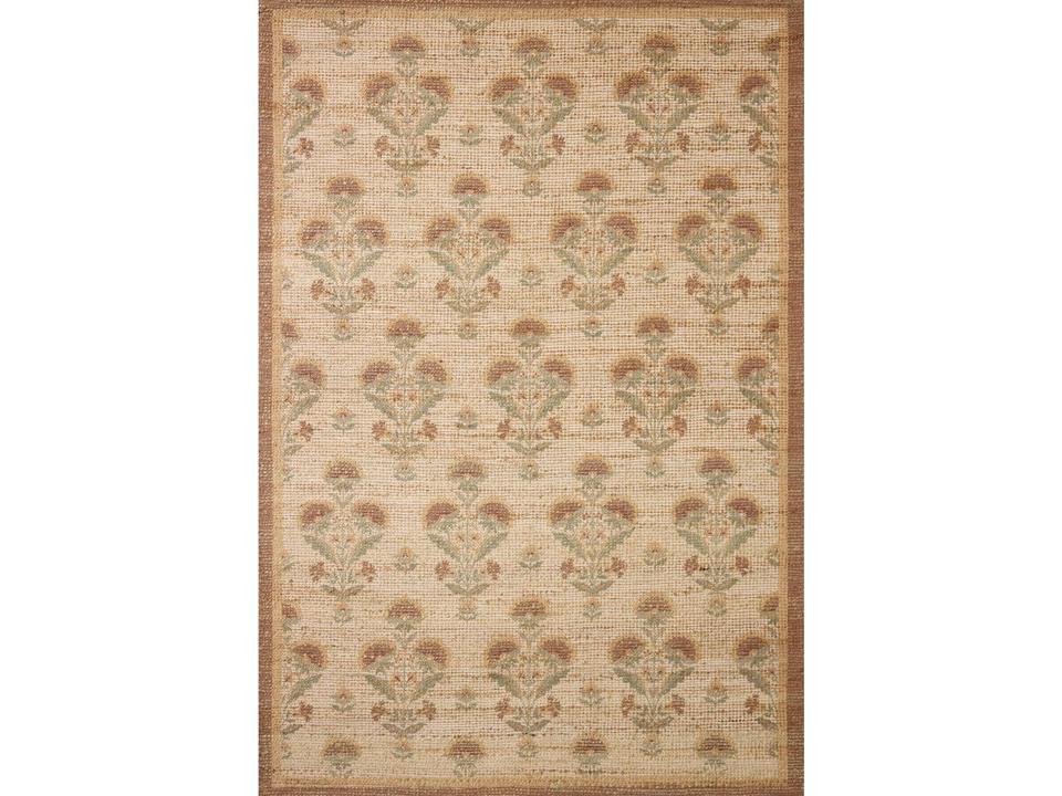 Chris Loves Julia Rue Handwoven Area Rug in Wheat Sage with Floral Design