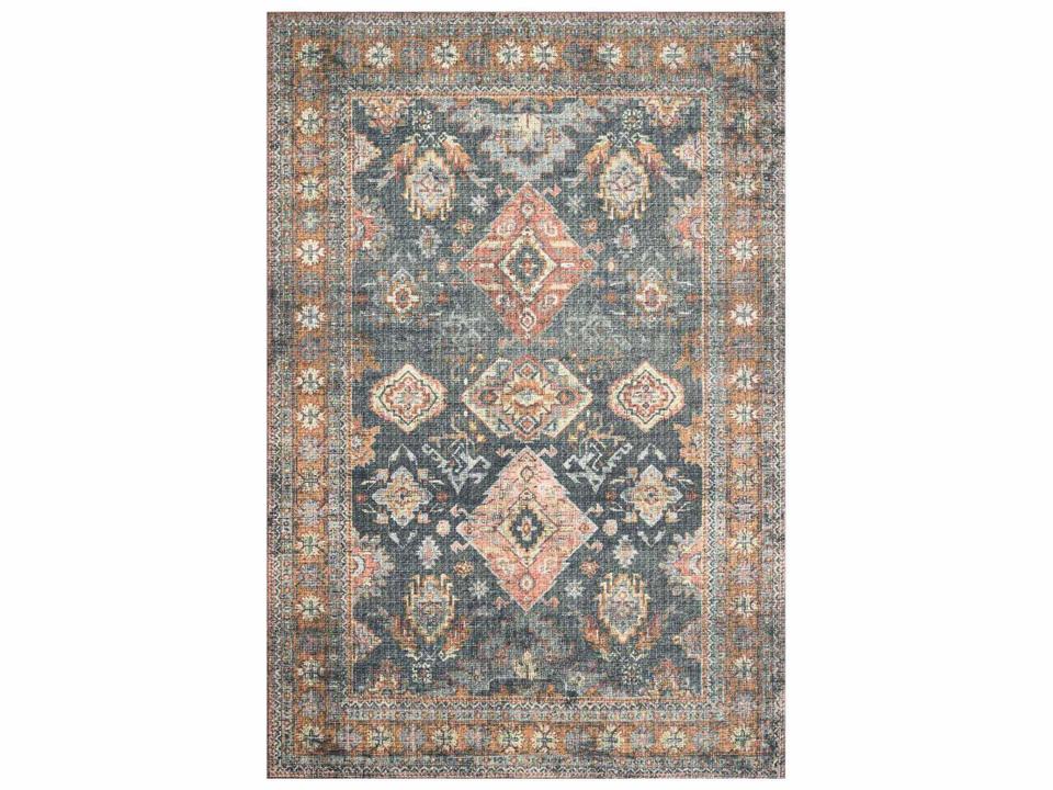 Skye Bordered Runner Area Rug Power-Loomed Polyester with High-Low Pile