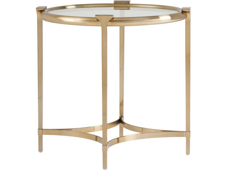 Chelsea Round Side Table with Glass Top and Satin Brass Frame