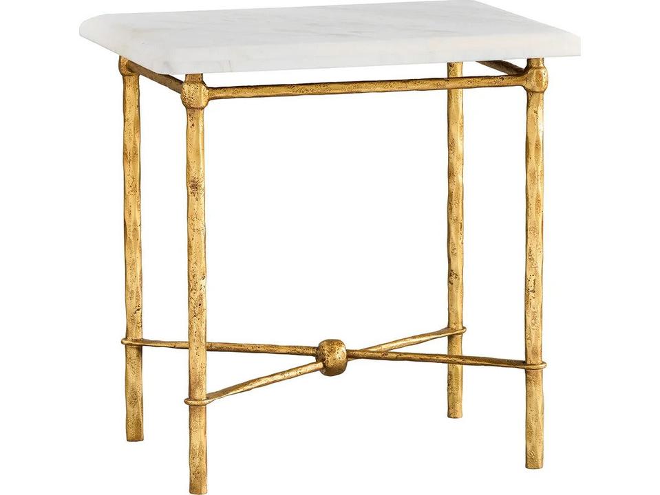 Alessandro Rectangular End Table with Honed Volakas Marble Top