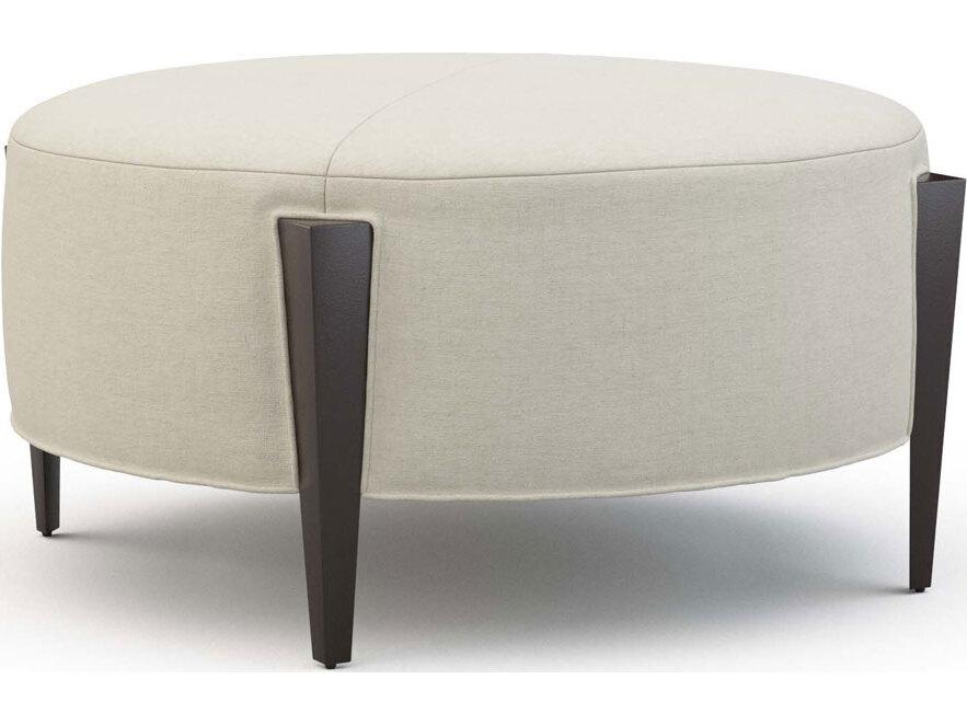 Empire Ottoman in Custom Fabric and Walnut Finish