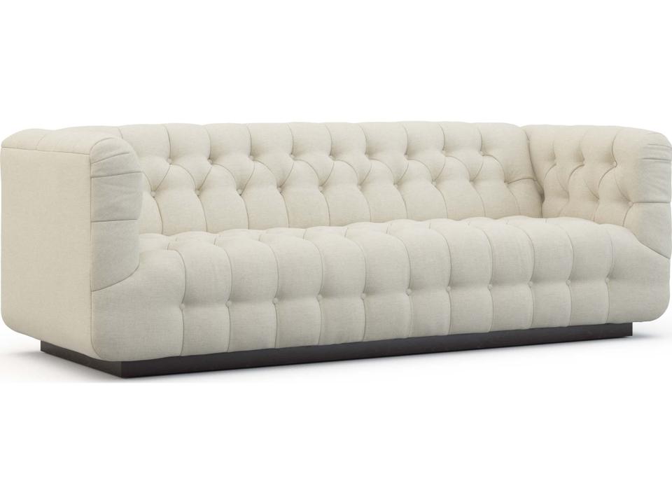 for Hickory White Jagger 3-Seat Fabric Sofa with Exposed Wood Base