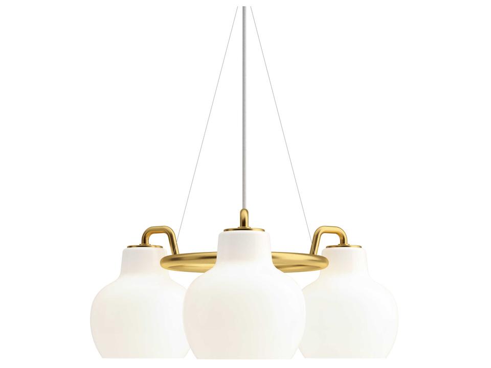VL Ring Crown 3-Light Polished Brass White Chandelier