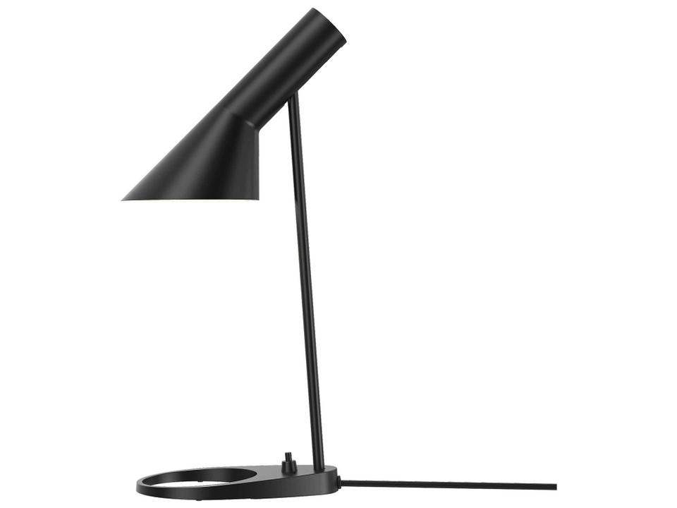 AJ Mini Table Lamp in Black with Adjustable Spun Steel Shade by Arne Jacobsen