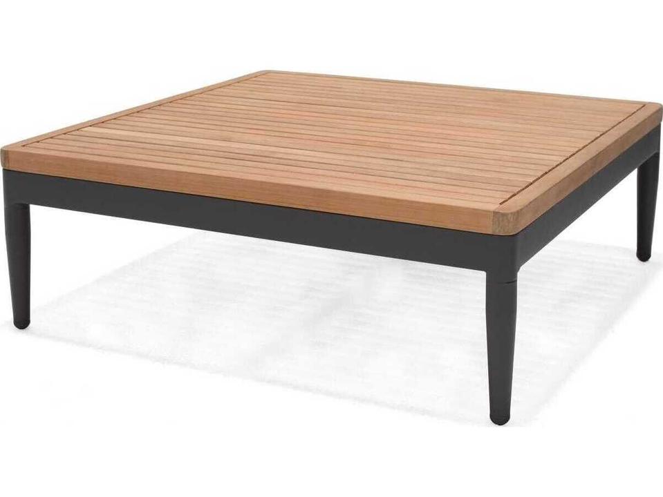 Topaz Metallic Grey Aluminum Square Coffee Table