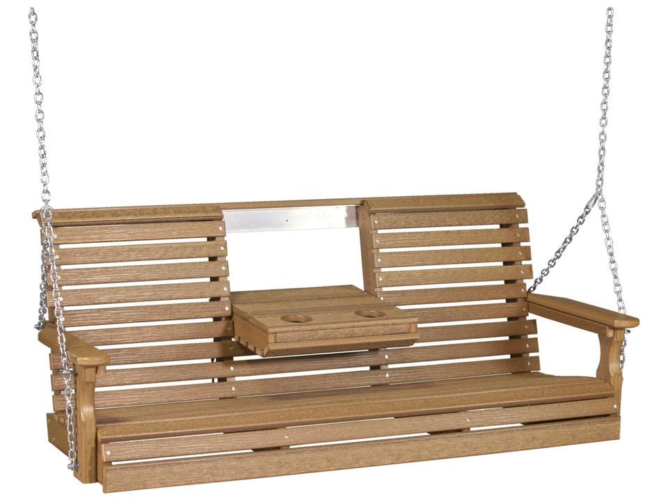 5-Foot Plain Recycled Plastic Porch Swing with Flip-Down Console