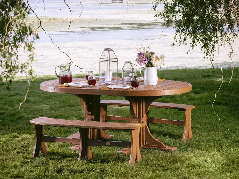Recycled Plastic Poly Oval Table Outdoor Dining Set