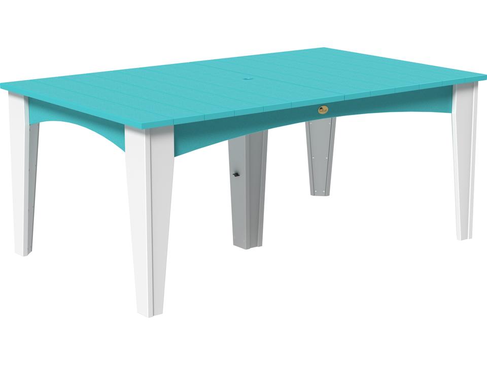 Island 72 x 44 Inch Rectangular Poly Lumber Dining Table with Umbrella Hole