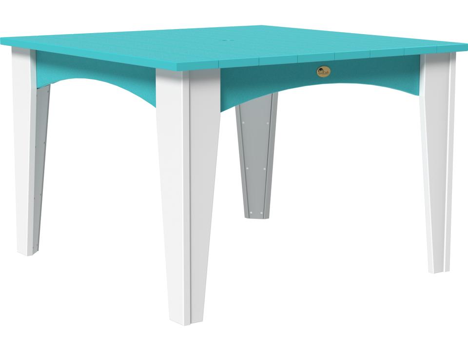 Island 44 Inch Square Recycled Plastic Dining Table with Umbrella Hole