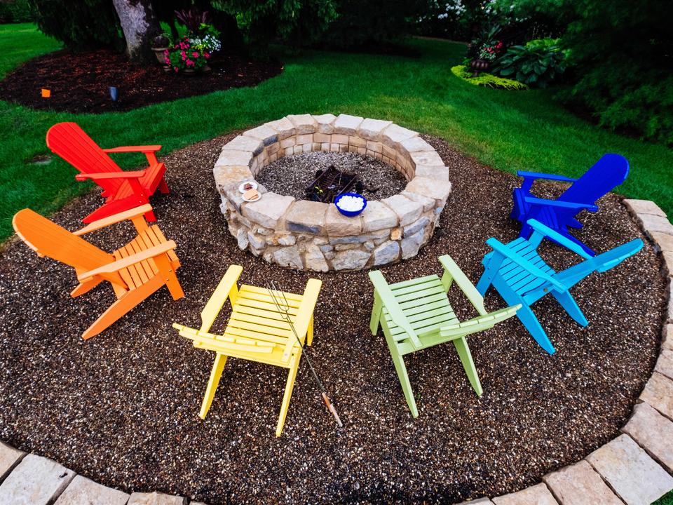 Recycled Plastic Lakeside Fire Pit Outdoor Patio Lounge Set