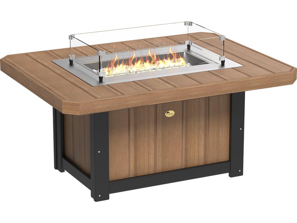 Lumin 51 Inch Rectangular Poly Outdoor Fire Pit with Glass Guard
