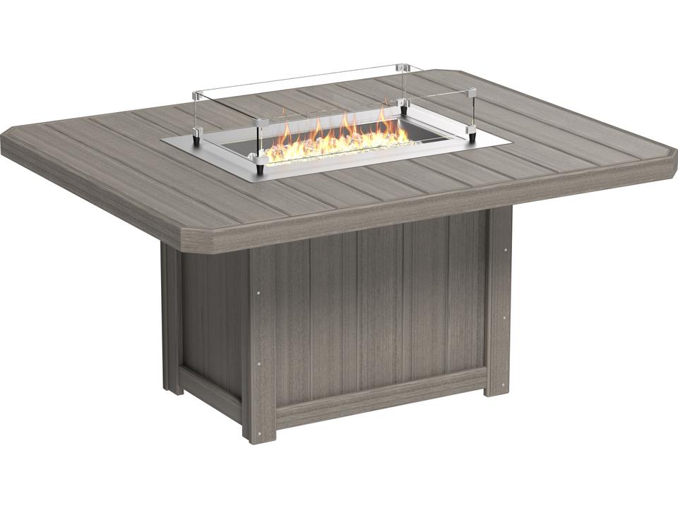 Lumin Rectangular Dining Height Outdoor Fire Pit Table Recycled Plastic