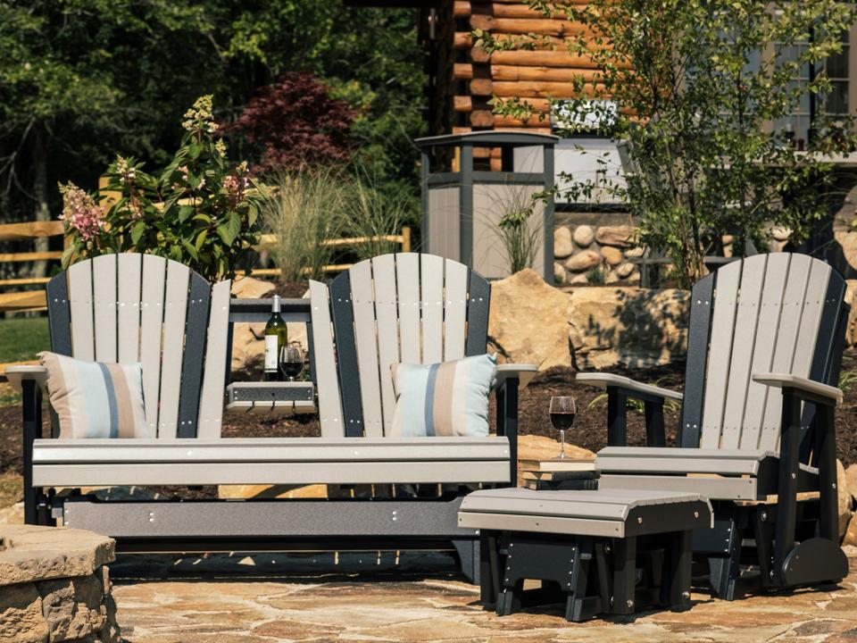 Recycled Plastic Adirondack Poly Glider Outdoor Patio Lounge Set