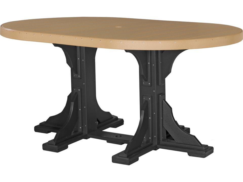 Poly Tables 72-Inch Oval Outdoor Counter Height Table with Umbrella Hole