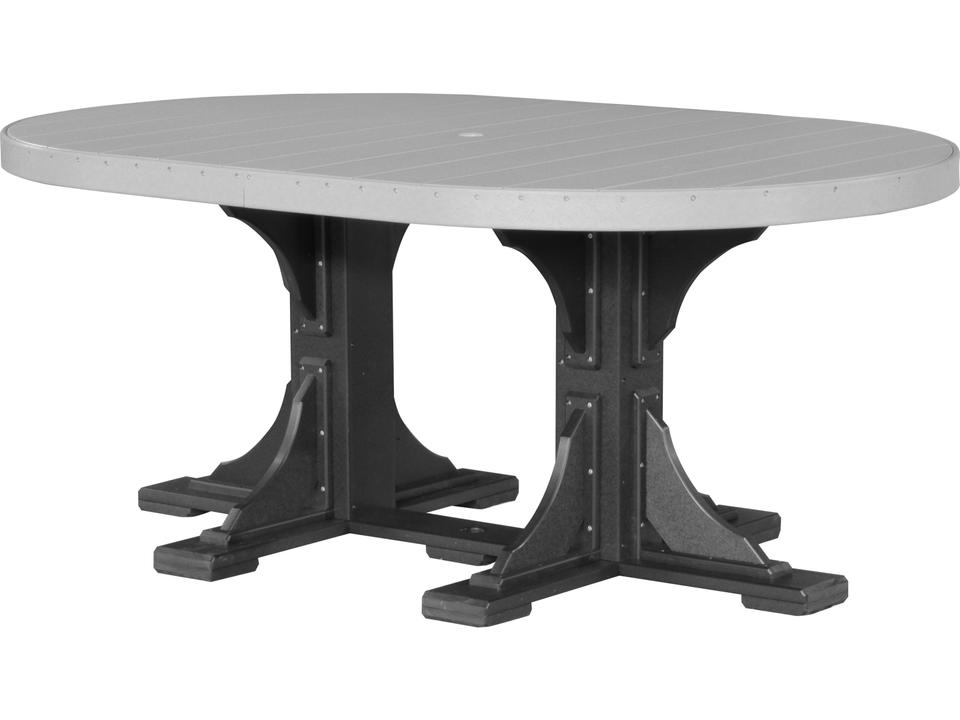 72-Inch Oval Recycled Plastic Dining Table with Umbrella Hole